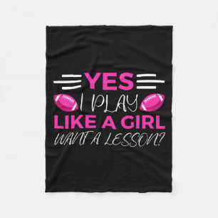 Funny Flag Football Girl T Shirt  Fleece Blanket