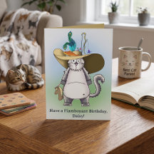 Funny Flamboyant White Cat Lover Adult Birthday