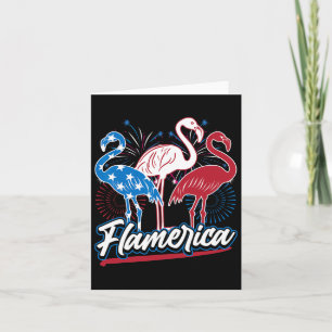 Funny Flamingo 4th Of July Patriotic American Flag Card