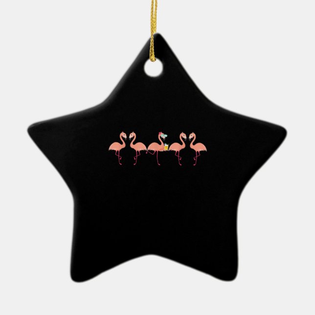 Funny Flamingo Bachelor Party Cocktail Lover Ceramic Ornament (Front)