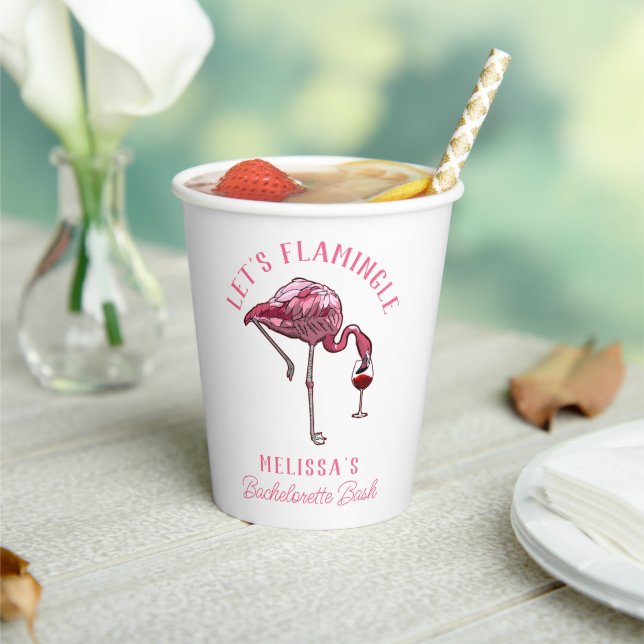 Funny Flamingo Bachelorette Weekend Party Paper Cups (Insitu)