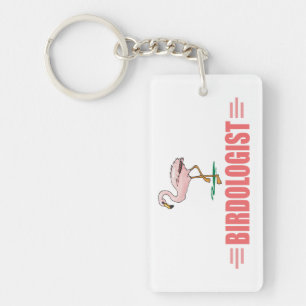 Funny Flamingo Bird Watching Key Ring