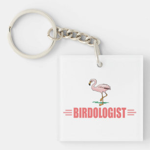 Funny Flamingo Bird Watching Key Ring