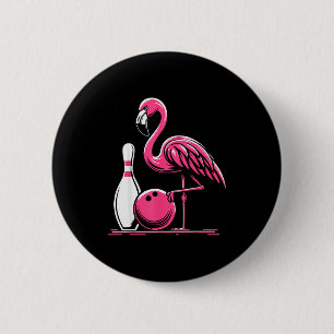 Funny Flamingo Bowling N Bowl Bowler 6 Cm Round Badge