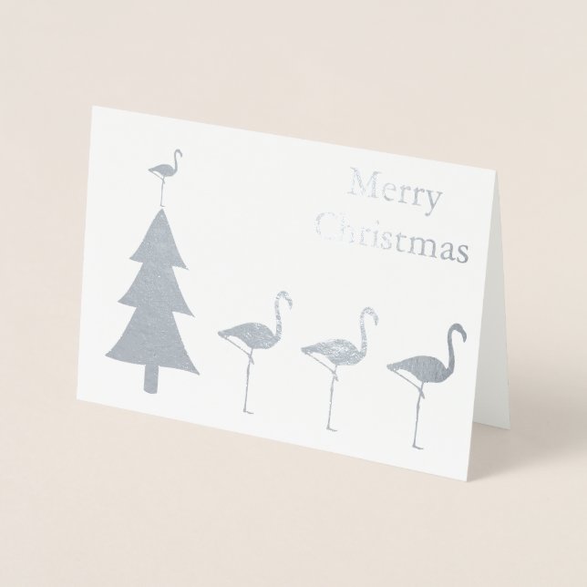 Funny Flamingo Christmas Foil Card (Front)