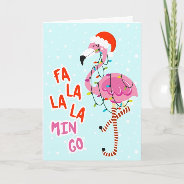Funny Flamingo Christmas Holiday Card (Front)