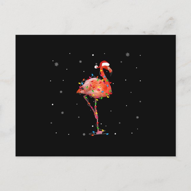 Funny Flamingo Christmas Light Apparel Cute Xmas Announcement Postcard (Front)