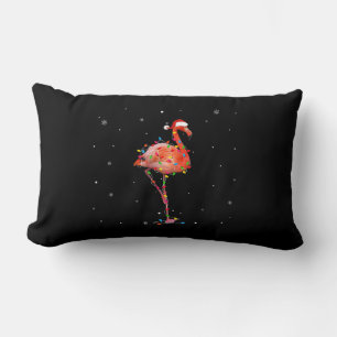 Funny Flamingo Christmas Light Apparel Cute Xmas Lumbar Cushion