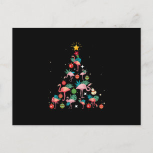 Funny Flamingo Christmas Tree Announcement Postcard