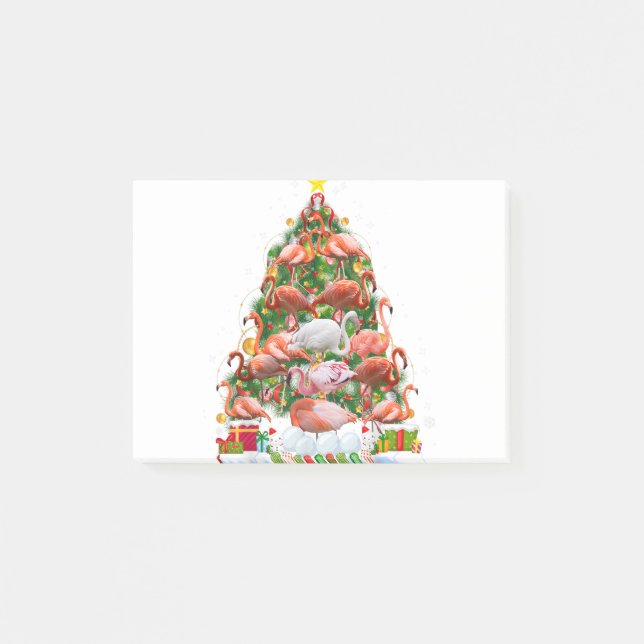 Funny Flamingo Christmas Tree Post-it Notes (Front)