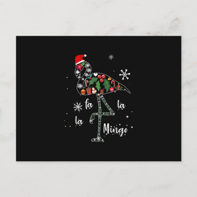 Funny Flamingo Christmas Xmas Postcard (Front)