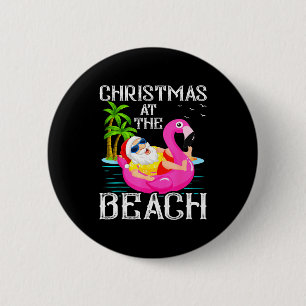 Funny Flamingo Float Santa Claus Christmas At The 6 Cm Round Badge