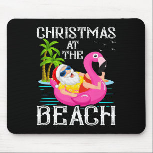 Funny Flamingo Float Santa Claus Christmas At The Mouse Pad