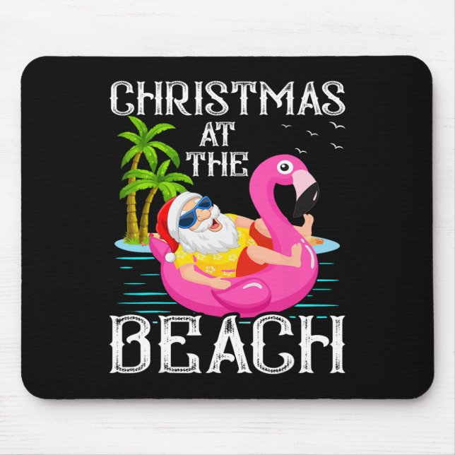 Funny Flamingo Float Santa Claus Christmas At The  Mouse Pad (Front)