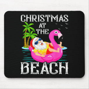 Funny Flamingo Float Santa Claus Christmas At The Mouse Pad
