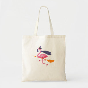 Funny Flamingo Halloween  Witch Tote Bag
