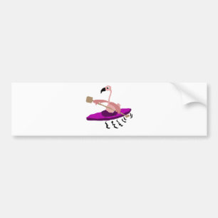 Funny Flamingo Kayaking Bumper Sticker