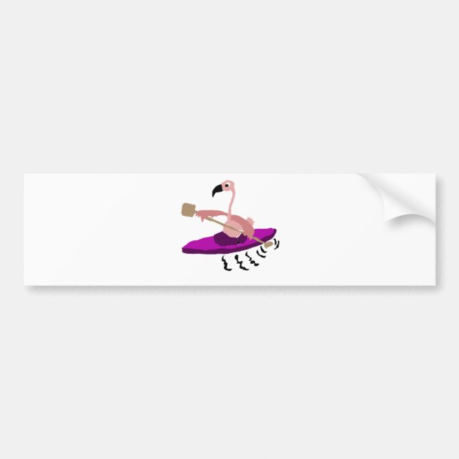 Funny Flamingo Kayaking Bumper Sticker (Front)