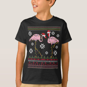 Funny Flamingo Lights Christmas Animals Birds Pink T-Shirt