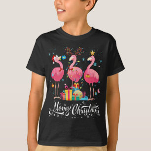 Funny Flamingo Lights Santa Hat Sweater Xmas Tree