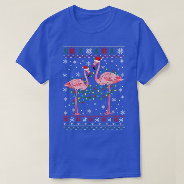 Funny Flamingo Lights Tangled Ugly Sweater Christm (Design Front)