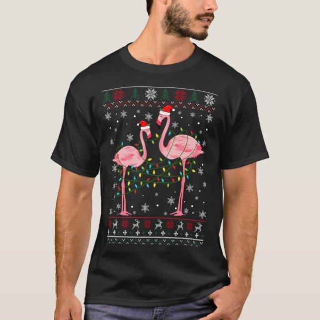 Funny Flamingo Lights Tangled Ugly Sweater Christm (Front)
