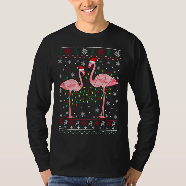 Funny Flamingo Lights Tangled Ugly Sweater Christm (Front)