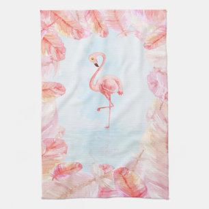 Funny Flamingo Lovers   Flamingo Feather Print Art Tea Towel