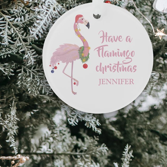 Funny Flamingo Personalised Christmas Tree Ornament (Creator Uploaded)