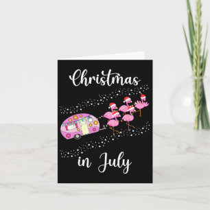 Funny Flamingo Pink Retro Camping Car Christmas In Card