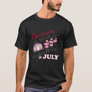 Funny Flamingo Pink Retro Camping Car Christmas In T-Shirt