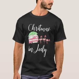 Funny Flamingo Pink Retro Camping Car Christmas In T-Shirt