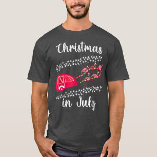 Funny Flamingo Pink Retro Camping Car Christmas in T-Shirt