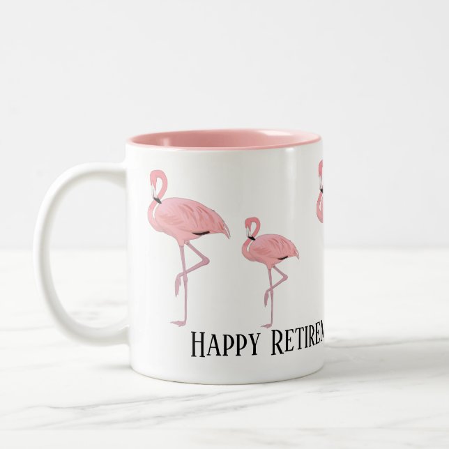 Funny Flamingo Retirement Coworker Gift Custom  Two-Tone Coffee Mug (Left)