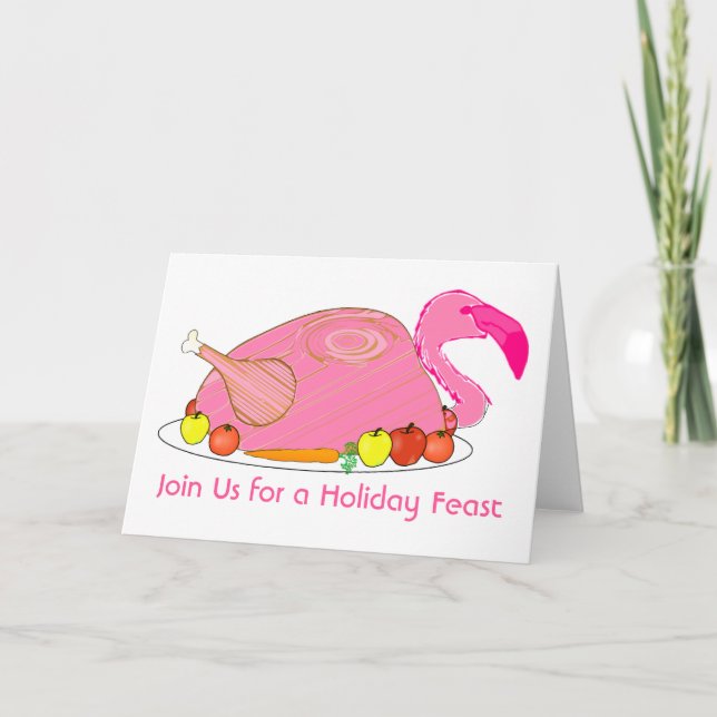Funny Flamingo Thanksgiving Dinner Invitation (Front)