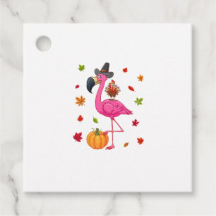 Funny Flamingo Turkey Thanksgiving Pumpkin Favour Tags