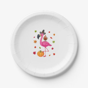 Funny Flamingo Turkey Thanksgiving Pumpkin  Paper Plate