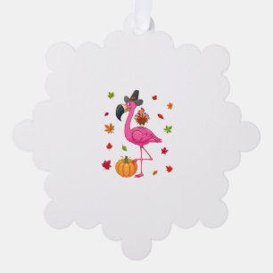 Funny Flamingo Turkey Thanksgiving Pumpkin  Tree Decoration Card