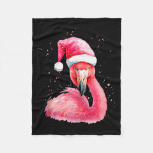 Funny Flamingo Watercolor Christmas Secret Santa H Fleece Blanket
