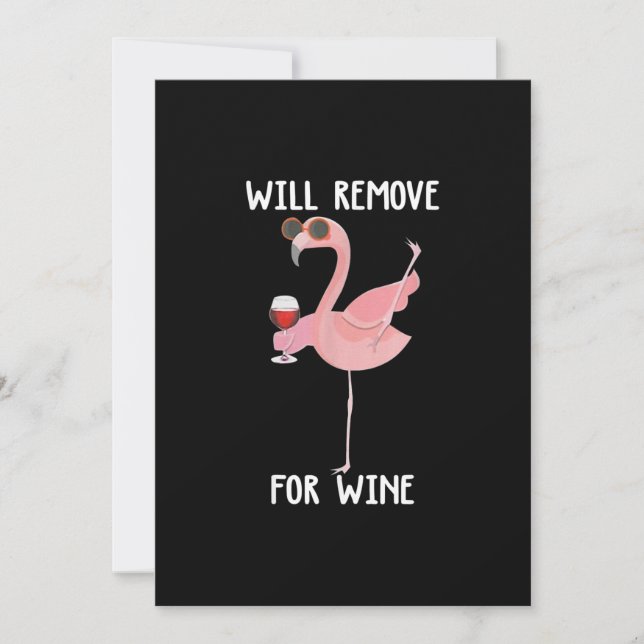 Funny Flamingo Will Remove For Wine Save The Date (Front)