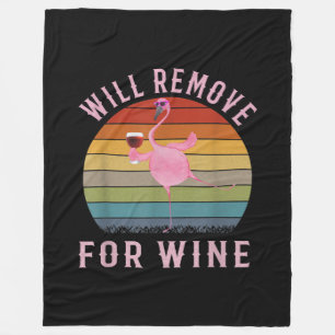 Funny Flamingo Will Remove Wine Cute Flamingo Love Fleece Blanket