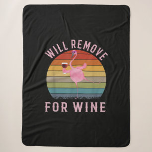 Funny Flamingo Will Remove Wine Cute Flamingo Love Sherpa Blanket