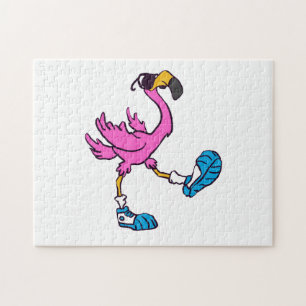 Funny Flamingo with sunglasses   choose back colou Jigsaw Puzzle