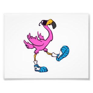 Funny Flamingo with sunglasses   choose back colou Photo Print