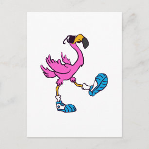 Funny Flamingo with sunglasses   choose back colou Postcard