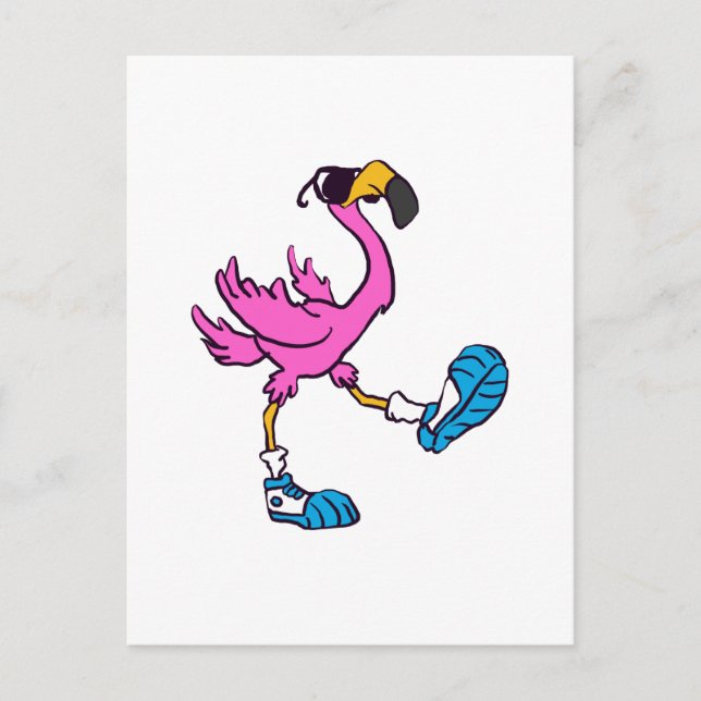 Funny Flamingo with sunglasses | choose back colou Postcard (Front)