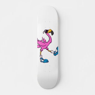 Funny Flamingo with sunglasses   choose back colou Skateboard