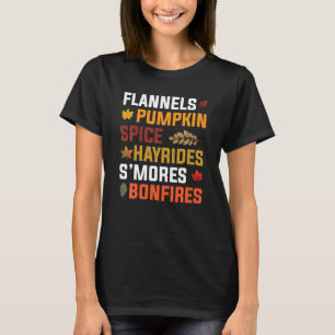Funny Flannel Pumpkin Spice Hayrides Bonfires Fall T-Shirt