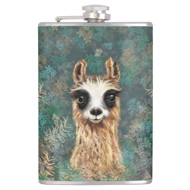 Funny Flask with Curious Llama (Front)