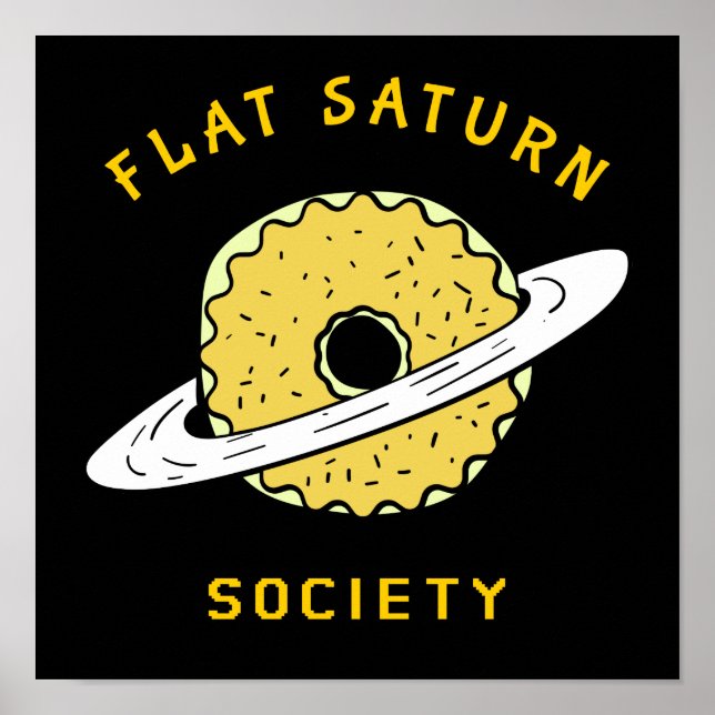 Funny Flat Saturn Society Doughnut illustration Poster (Front)